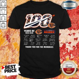 Funny 100 Years Of 1920 2020 Chicago Bears Thank For The Memories Signatures Shirt