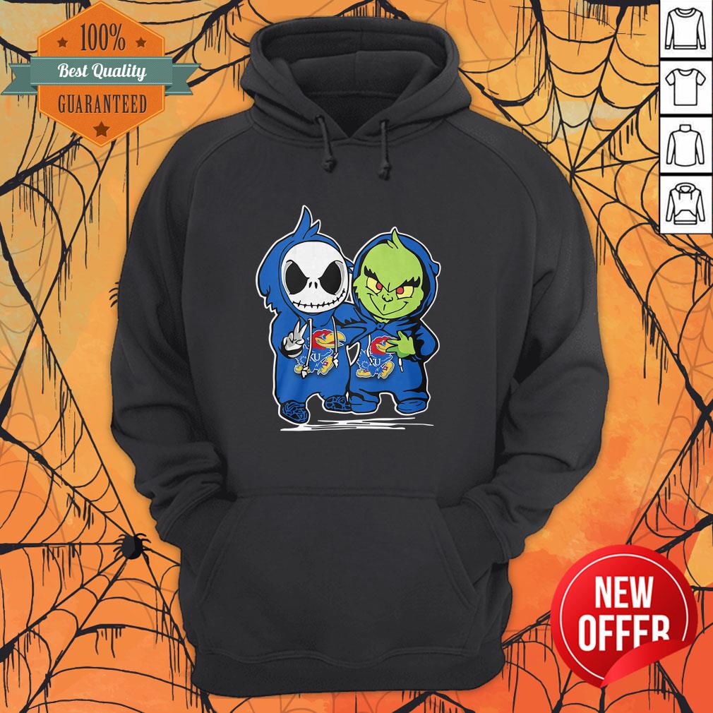 Baby Jack Skellington And Baby Grinch Kansas Jayhawks Shirt