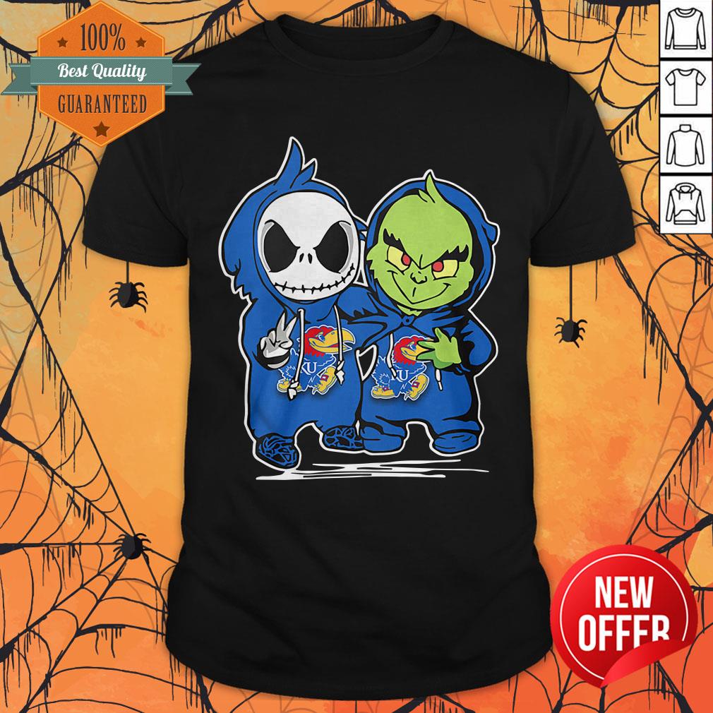 Baby Jack Skellington And Baby Grinch Kansas Jayhawks Shirt