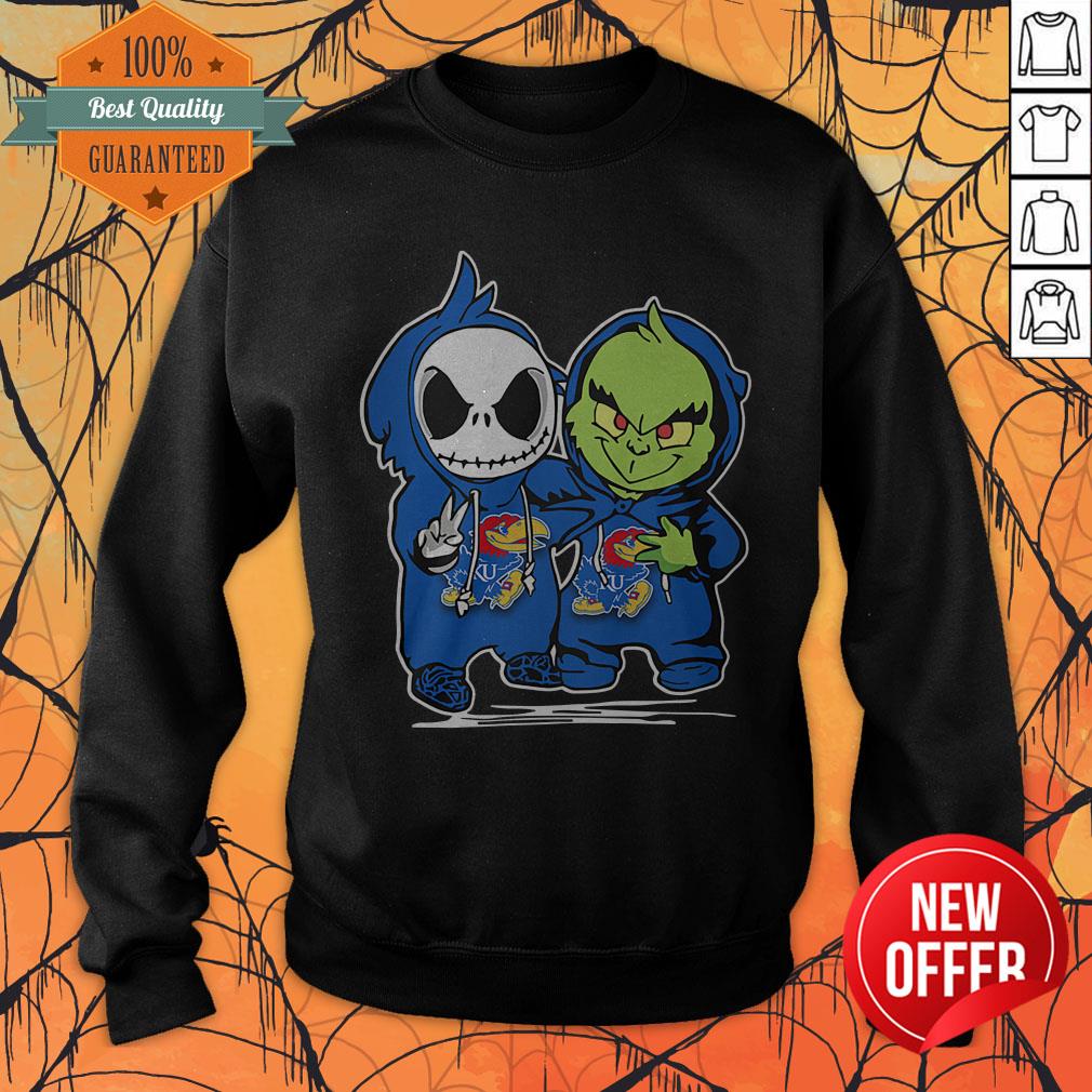 Baby Jack Skellington And Baby Grinch Kansas Jayhawks Shirt