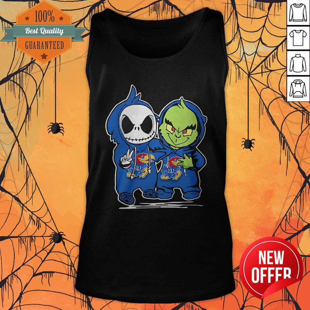 Baby Jack Skellington And Baby Grinch Kansas Jayhawks Shirt