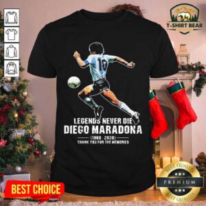 Top Legends Never Die Diego Maradona 1960 2020 Thank You For The Memories Shirt
