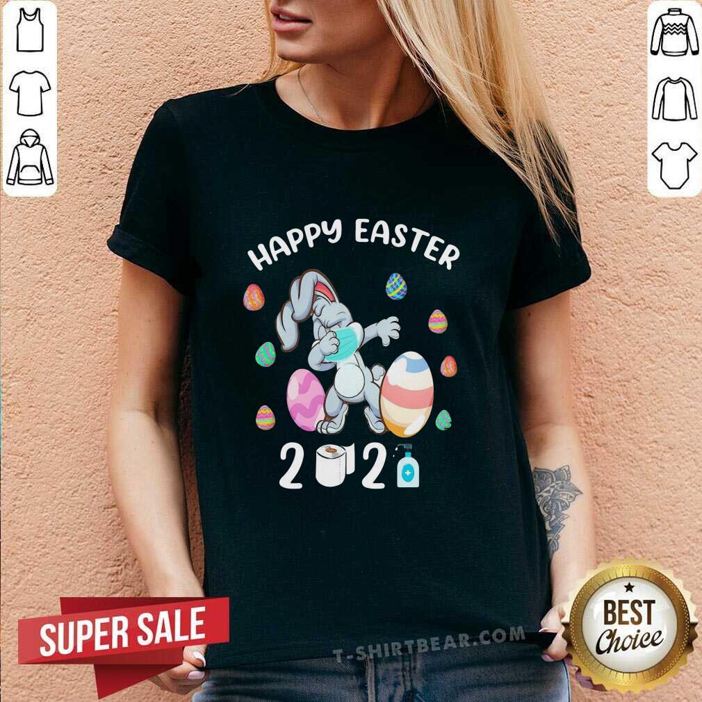Colorful Bunny Face Mask Daping Happy Easter Day 2021 Shirt