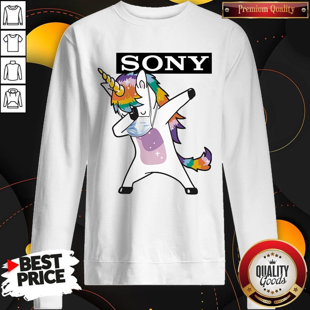 Dabbing Unicorn Mask Sony Logo Coronavirus Shirt
