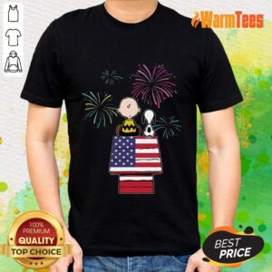 Snoopy And Charlie Brown American Flag Shirt