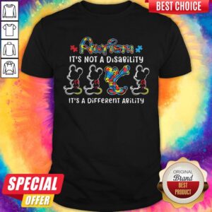 Mickey Mouse Autism It's Not A Disability It's A Different Ability Shirt