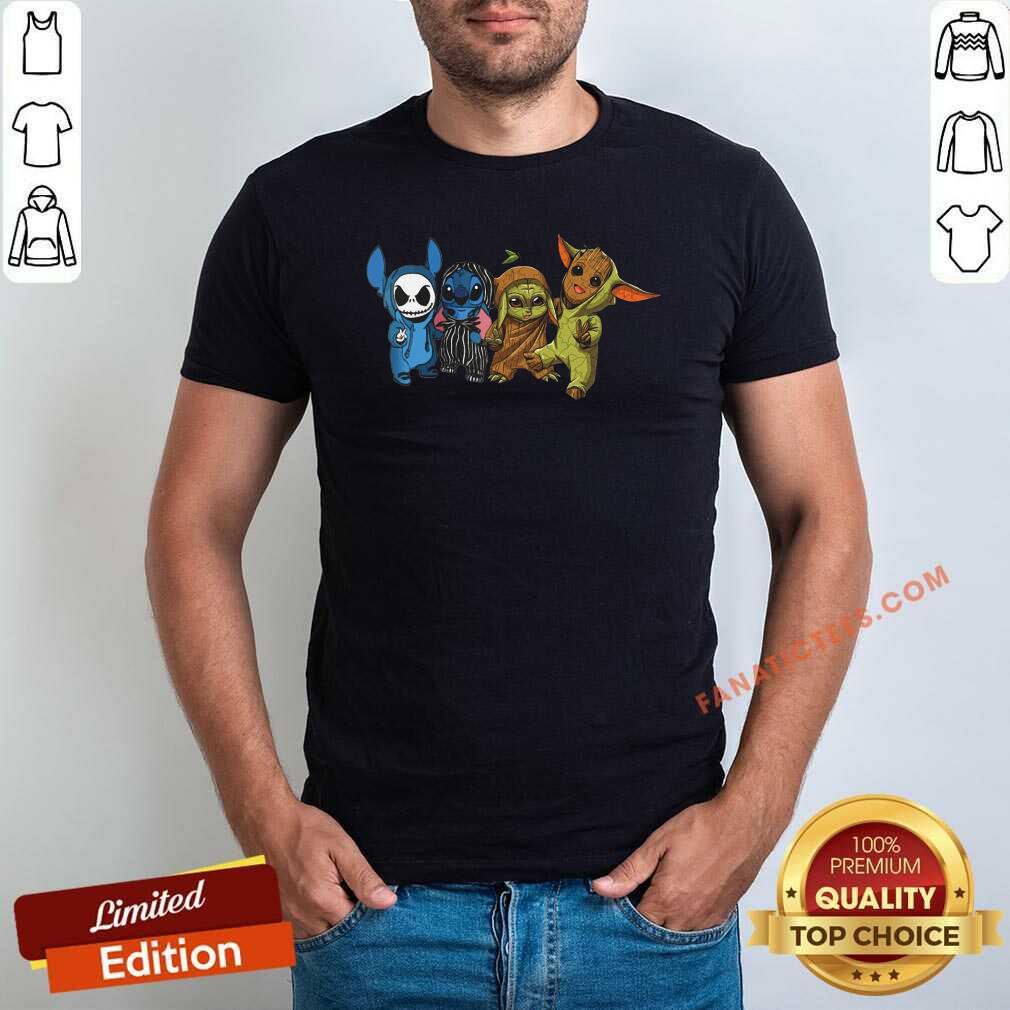 Funny Baby Yoda Groot And Stitch Friends 2021 Shirt