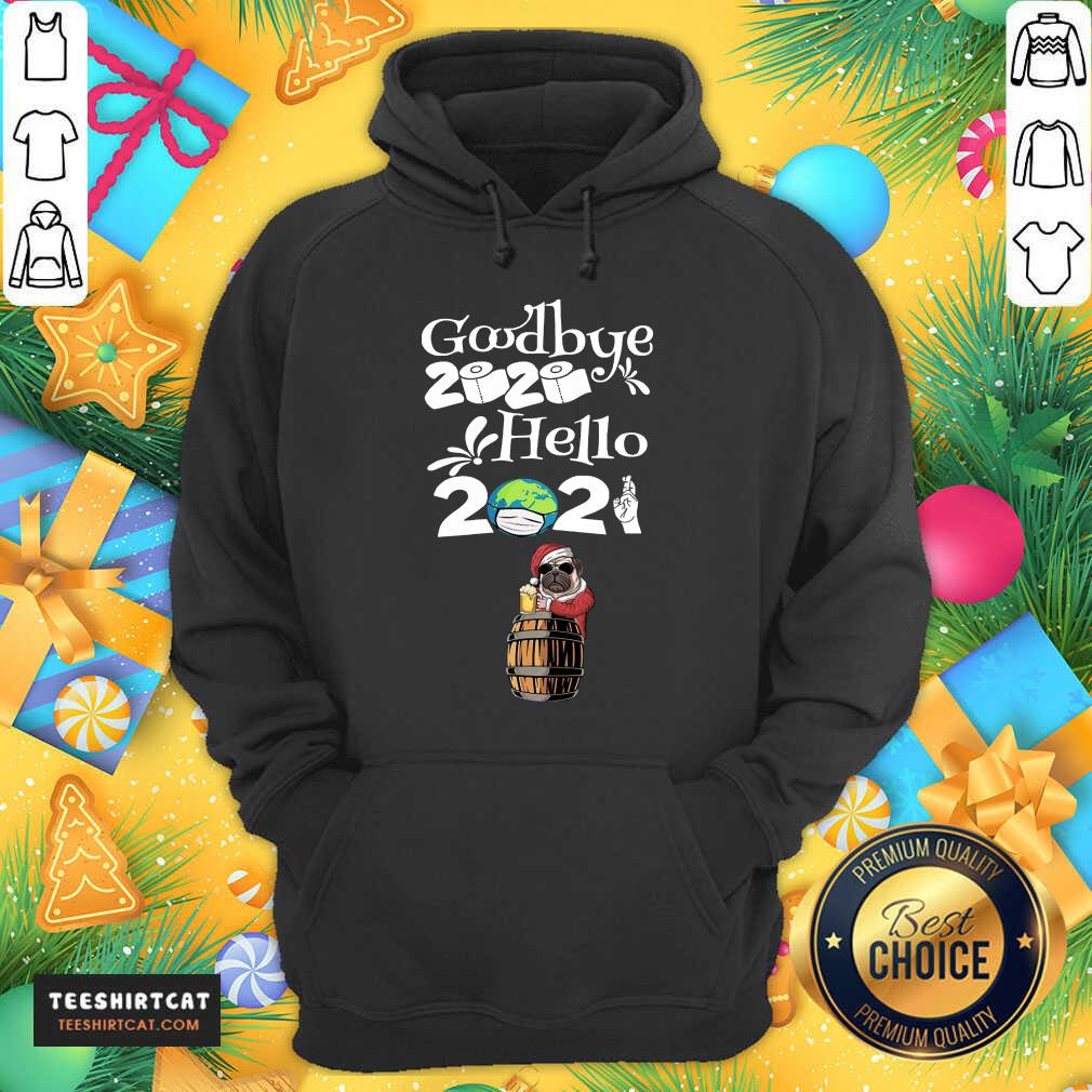 Funny Dog Pug Drinking Beer New Years Eve 2021 Goodbye 2020 Hello 2020 Shirt