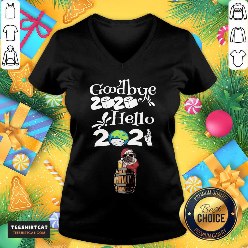 Funny Dog Pug Drinking Beer New Years Eve 2021 Goodbye 2020 Hello 2020 Shirt
