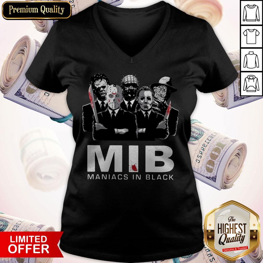 Funny Horror Movie MIB Maniacs In Black Halloween Shirt