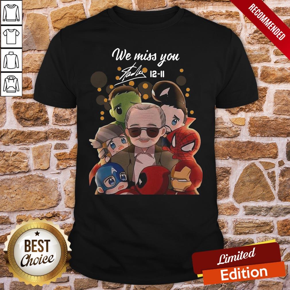 Funny We Miss You Stan Lee 12 11 Marvel Heroes Chibi Signature Shirt
