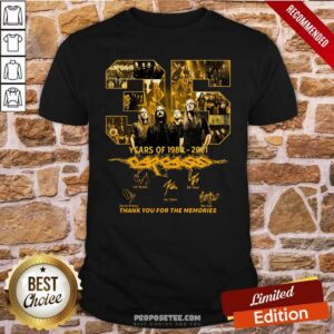 Oficial 35 Years Of Carcass 1986 2021 Thank You For The Memories Signatures Shirt