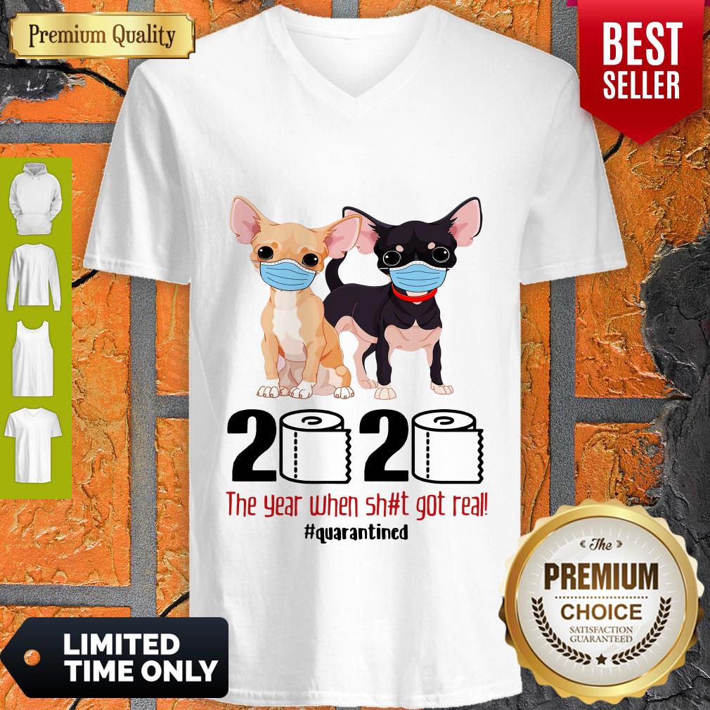Top Chihuahua Face Mask 2020 The Year When Shit Got Real Quarantined Shirt