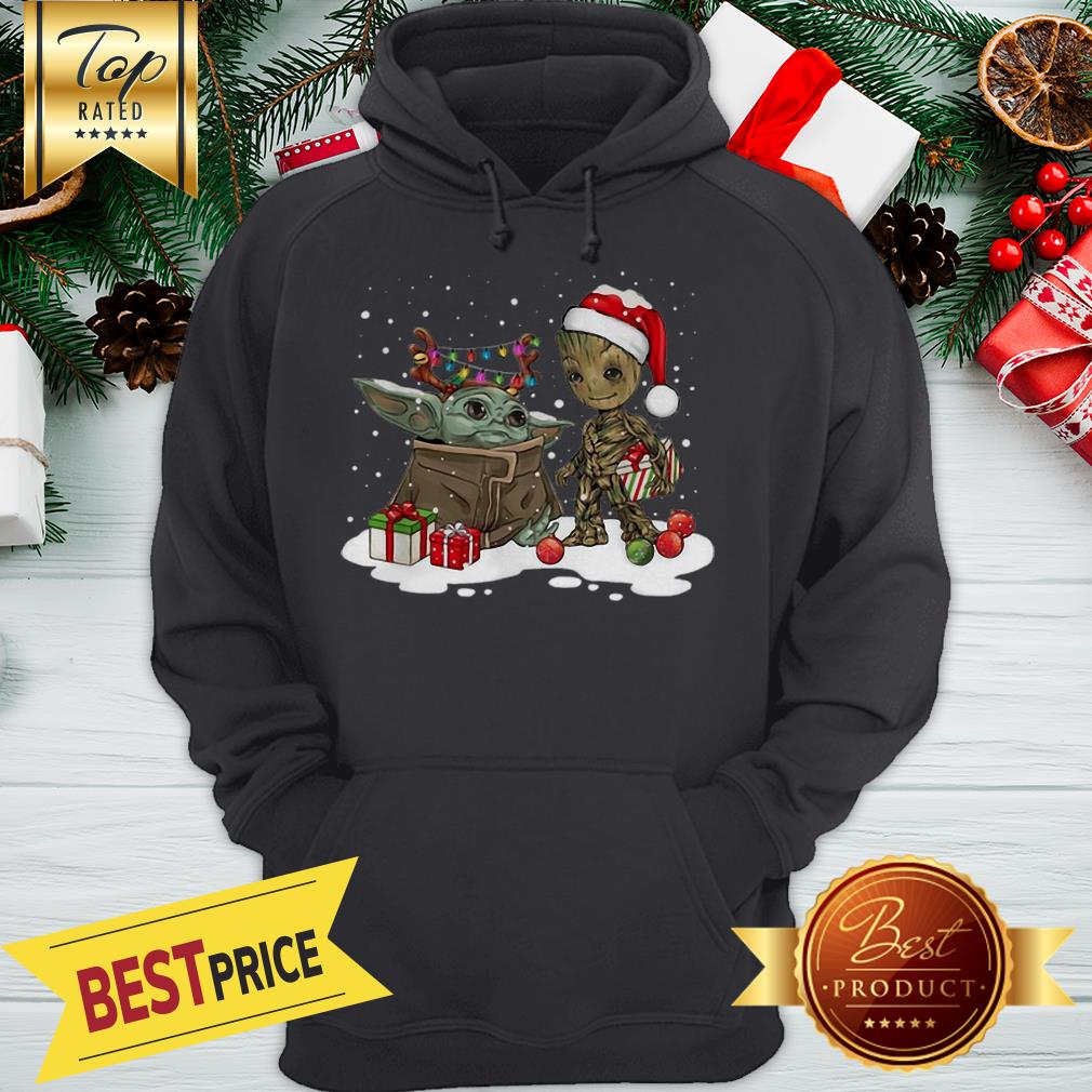 Good Baby Yoda Reindeer And Baby Groot Santa Christmas Shirt