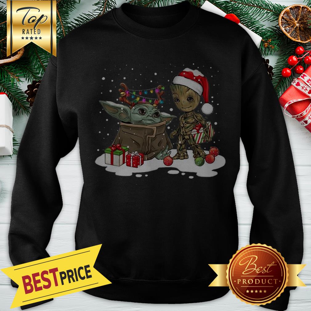 Good Baby Yoda Reindeer And Baby Groot Santa Christmas Shirt