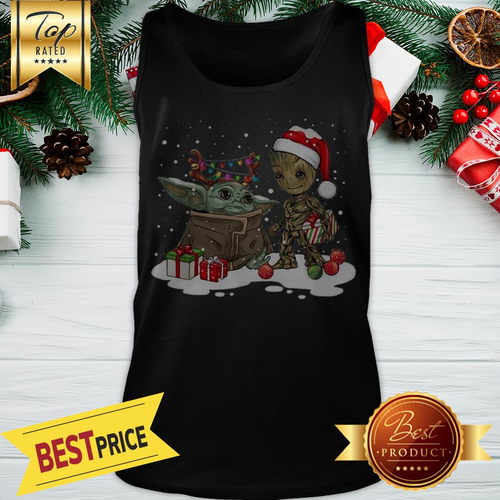Good Baby Yoda Reindeer And Baby Groot Santa Christmas Shirt