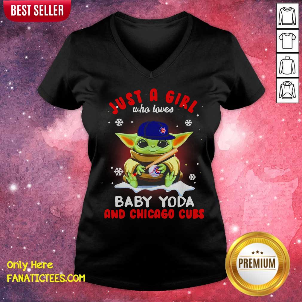Good Just A Girl Who Loves Baby Yoda Wear Hat Chicago Cubs Shirt