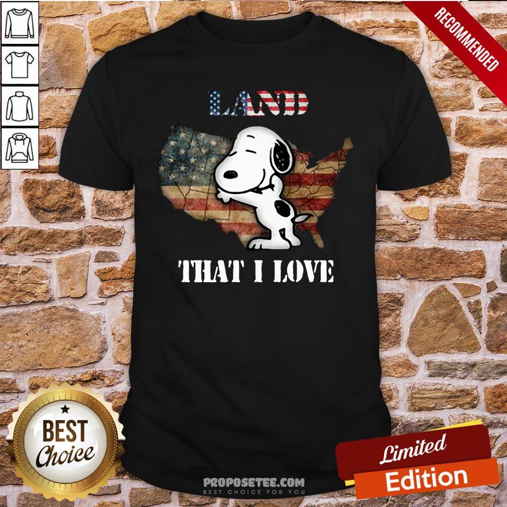 Good Snoopy Land Map That I love American Flag Shirt