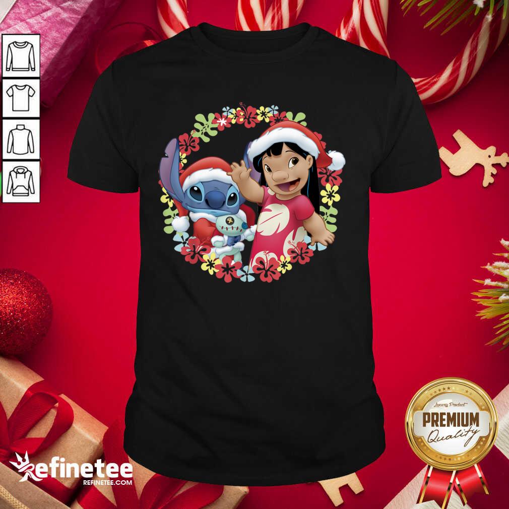 Happy Lilo And Stitch Wear Pajama Santa Claus Merry Christmas Shirt