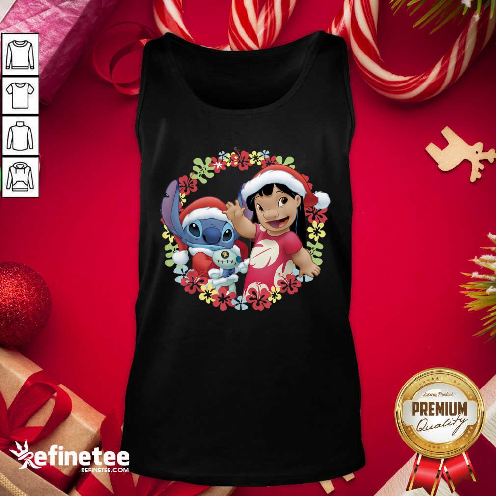 Happy Lilo And Stitch Wear Pajama Santa Claus Merry Christmas Shirt