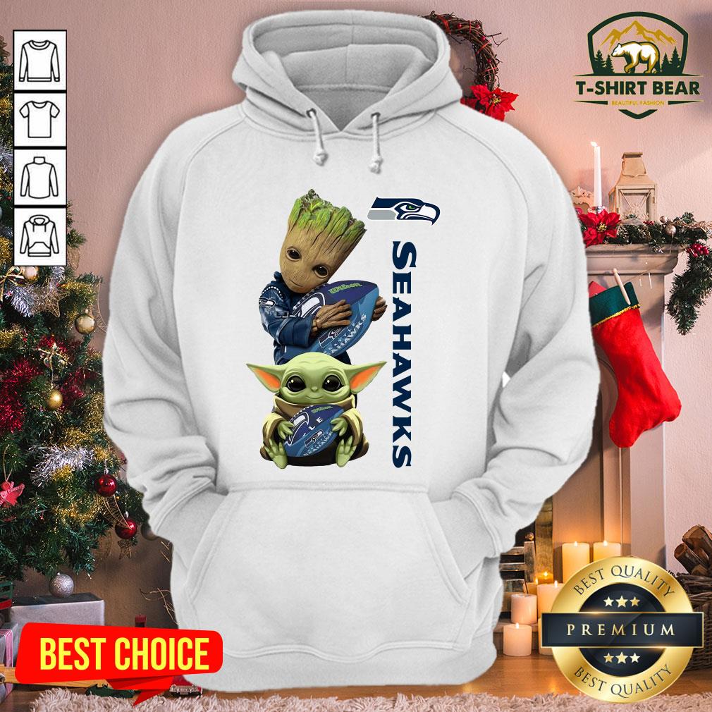 Cool Baby Groot And Baby Yoda Hug Seattle Seahawks Star Wars Shirt