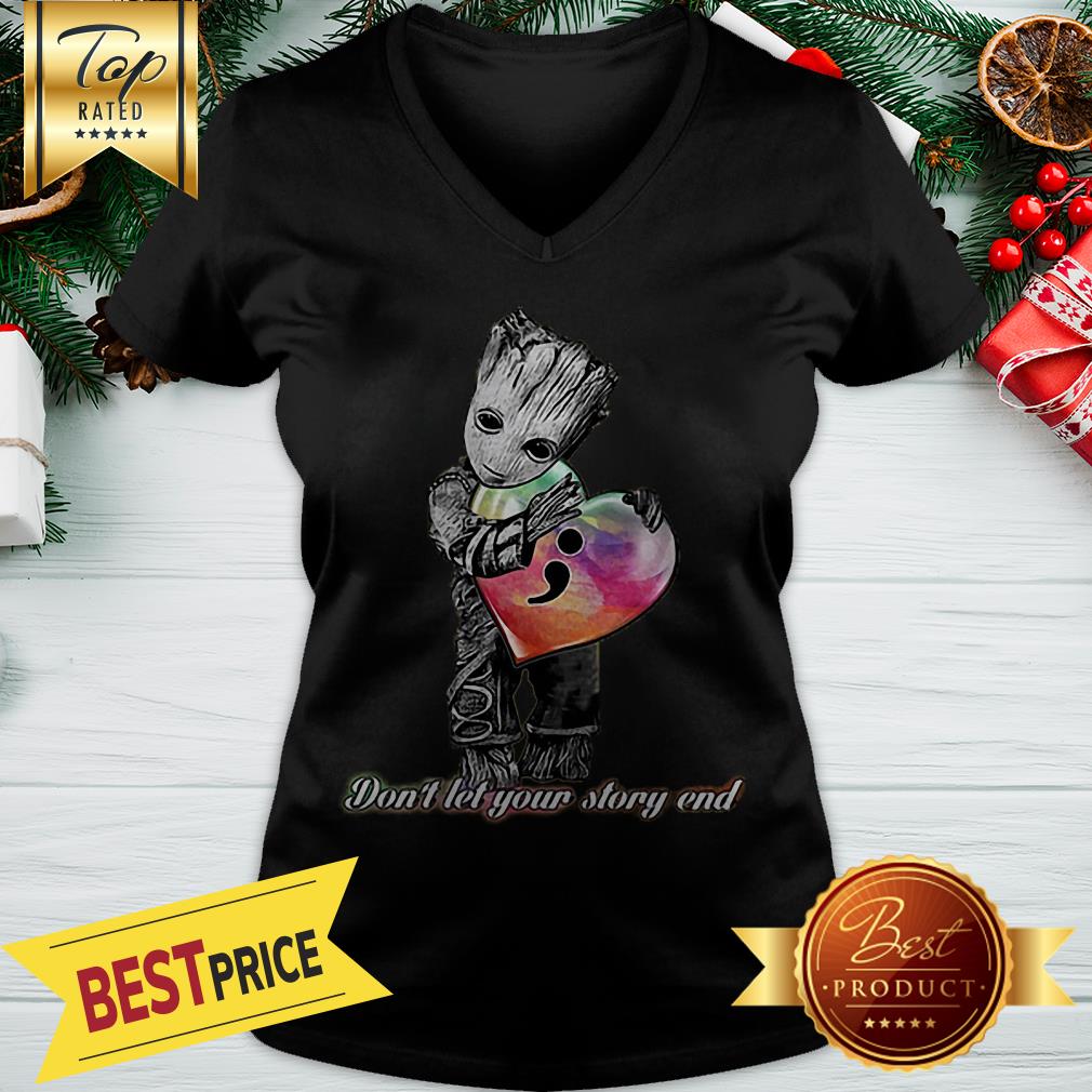 Hot Baby Groot Hug Semicolon Don’t Let Your Story End Shirtc