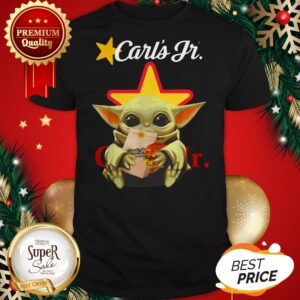 Official Star Wars Baby Yoda Hug Carl's Jr Mandalorian Shirt