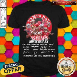 Tampa Bay Buccaneers 45 Years Anniversary Thank You For The Memories Signatures T-Shirt