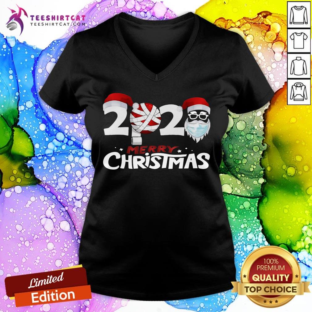 Merry Christmas 2020 Funny Santa Quarantine Xmas Face Mask T-Shirt