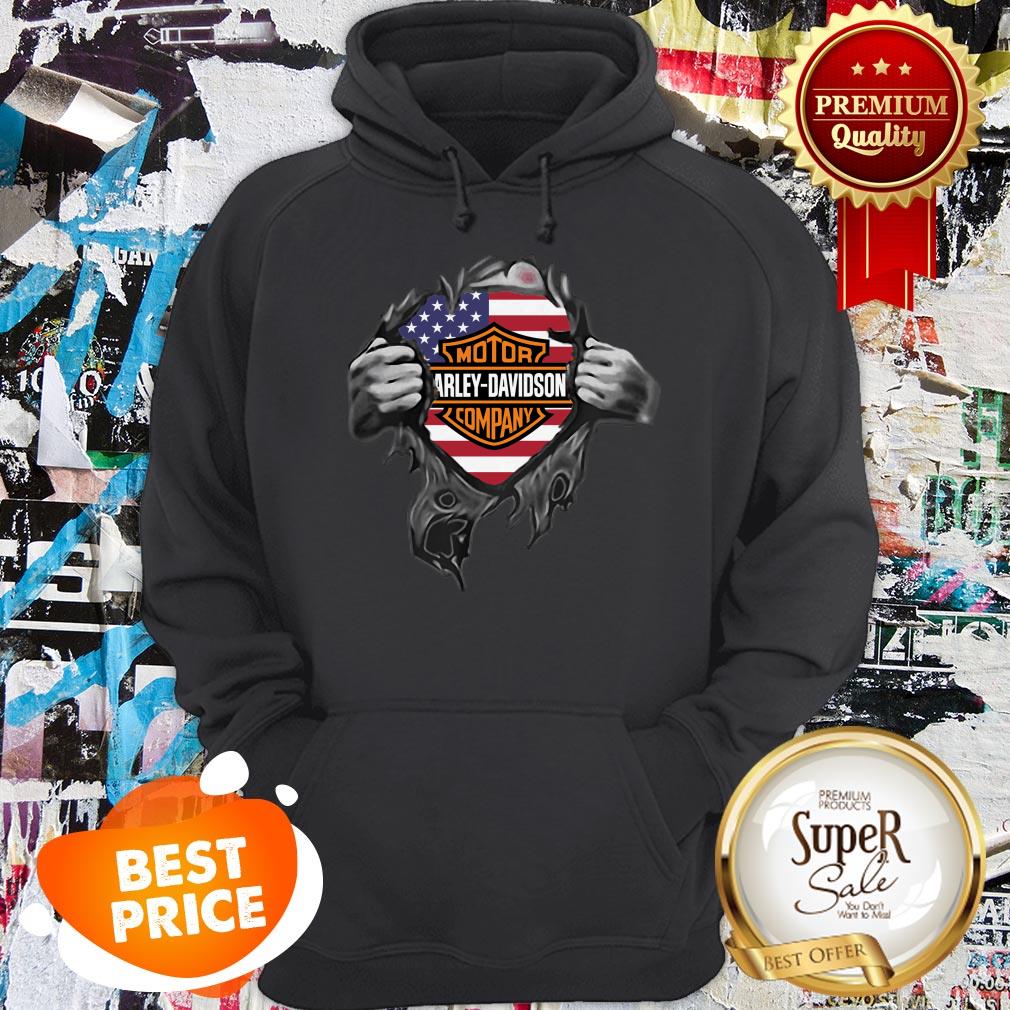 Motor Harley Davidson Cycles Blood Inside Me American Flag Shirt