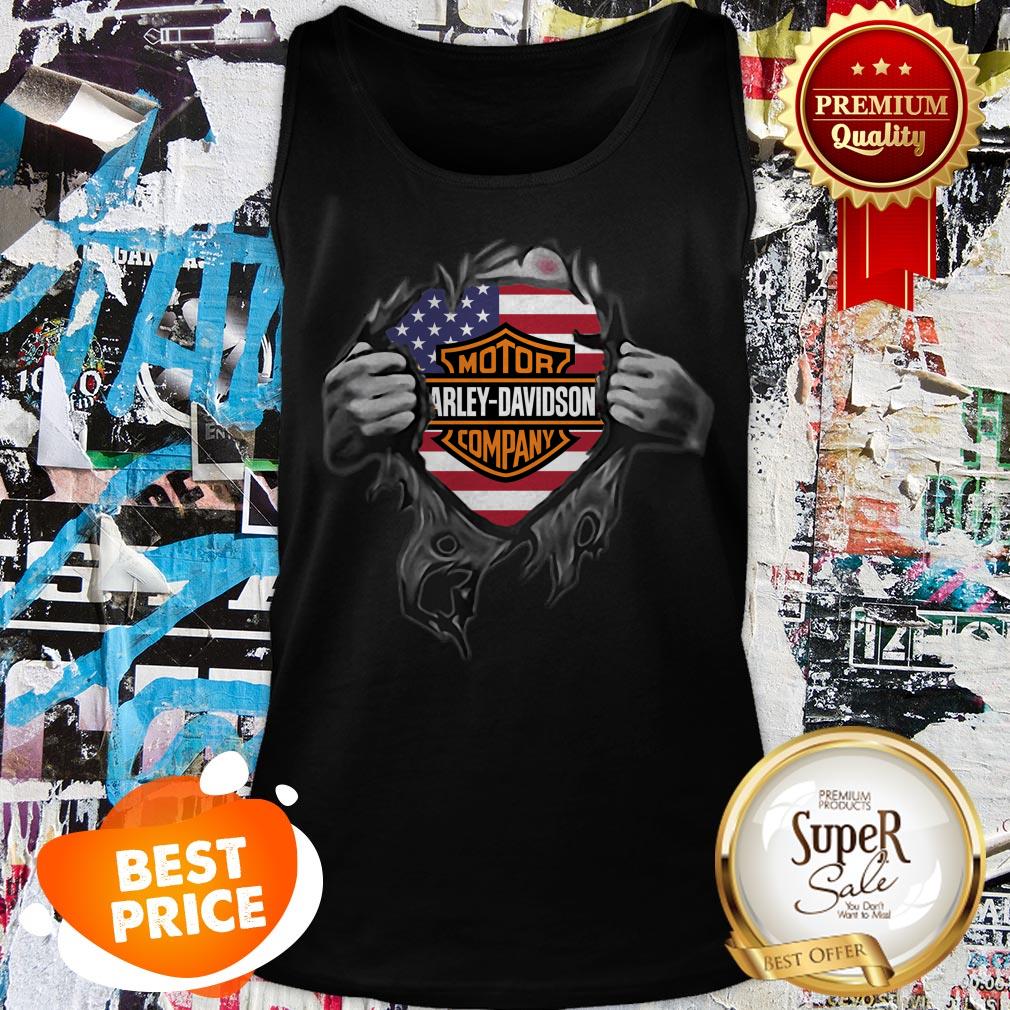 Motor Harley Davidson Cycles Blood Inside Me American Flag Shirt