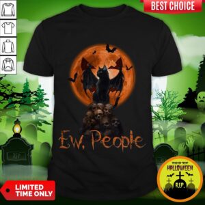 Ew People Black Cat Bats Moon Skull Halloween Shirt