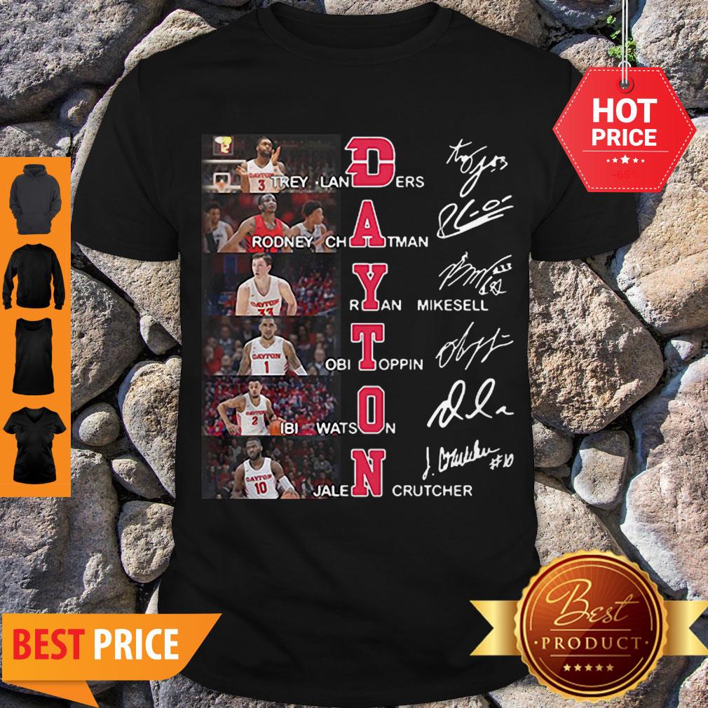 Nice Dayton Flyers Signed Trey Landers Rodney Chatman Ryan Mikesell Shirt
