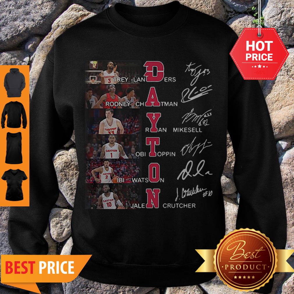 Nice Dayton Flyers Signed Trey Landers Rodney Chatman Ryan Mikesell Shirt