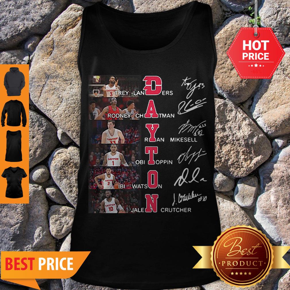 Nice Dayton Flyers Signed Trey Landers Rodney Chatman Ryan Mikesell Shirt