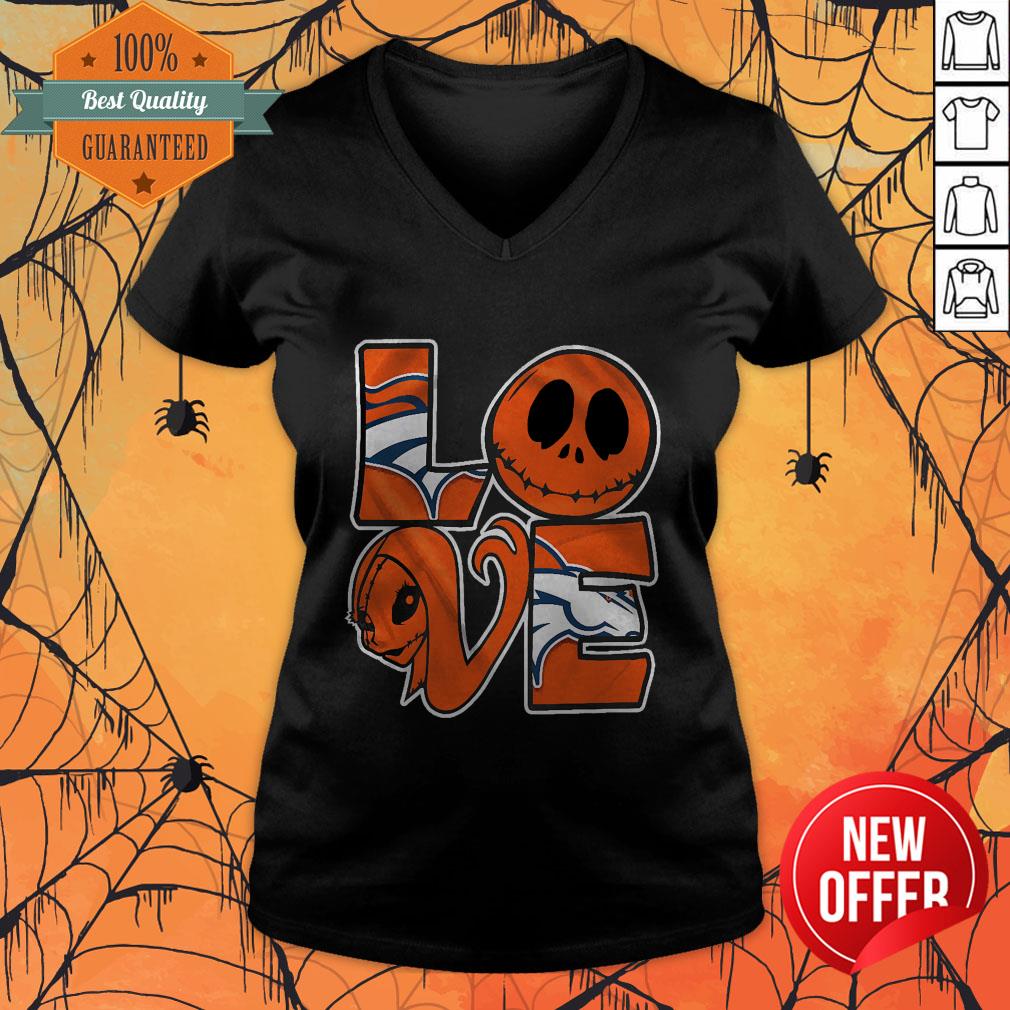Nice Denver Broncos Jack Skellington And Sally Love Shirt