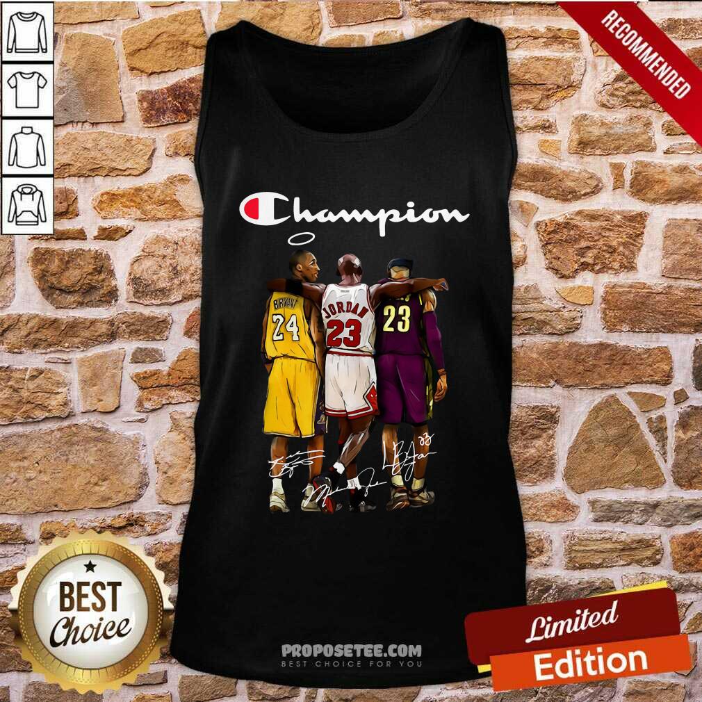 Nice Kobe Bryant Michael Jordan Lebron James Champion Signatures Shirt