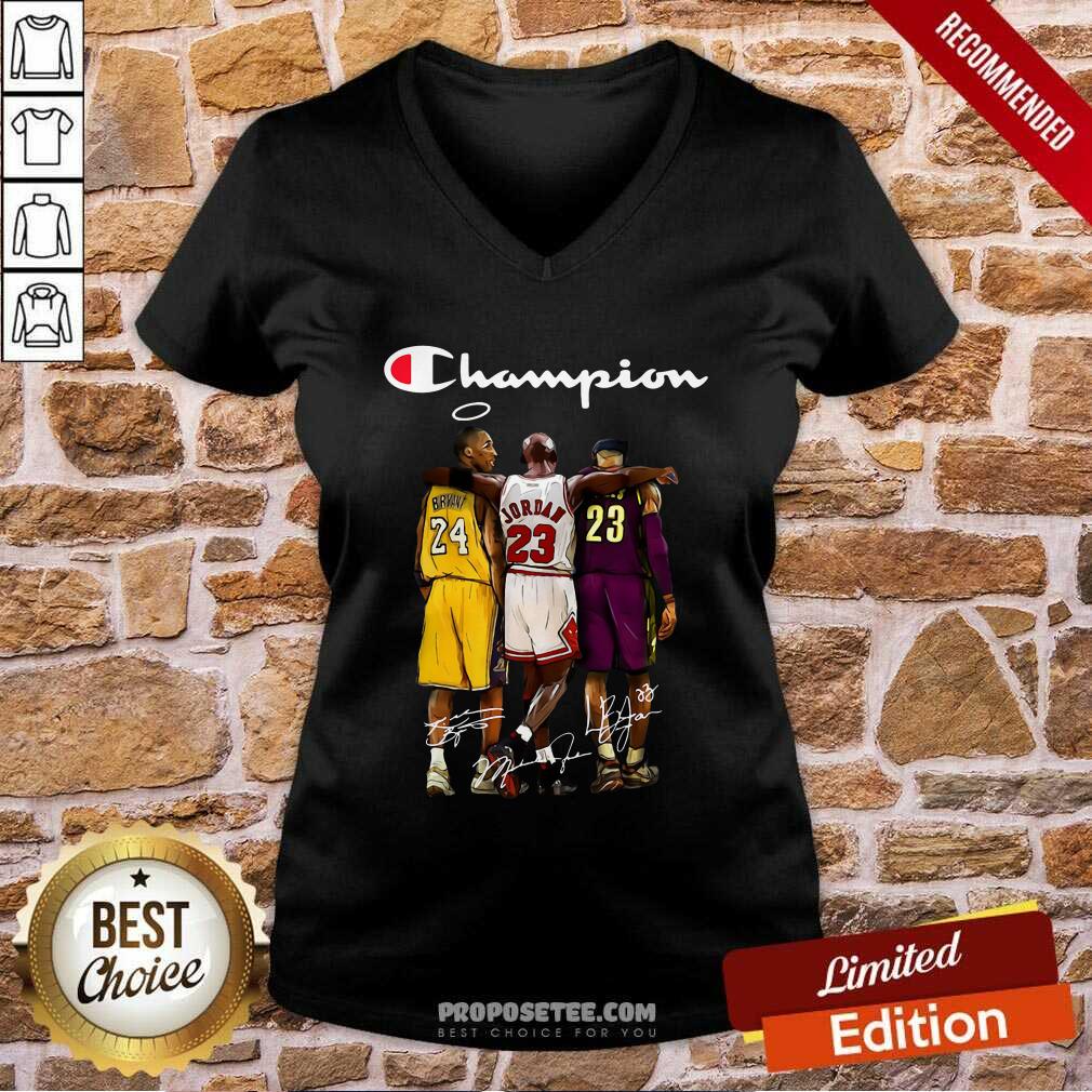 Nice Kobe Bryant Michael Jordan Lebron James Champion Signatures Shirt