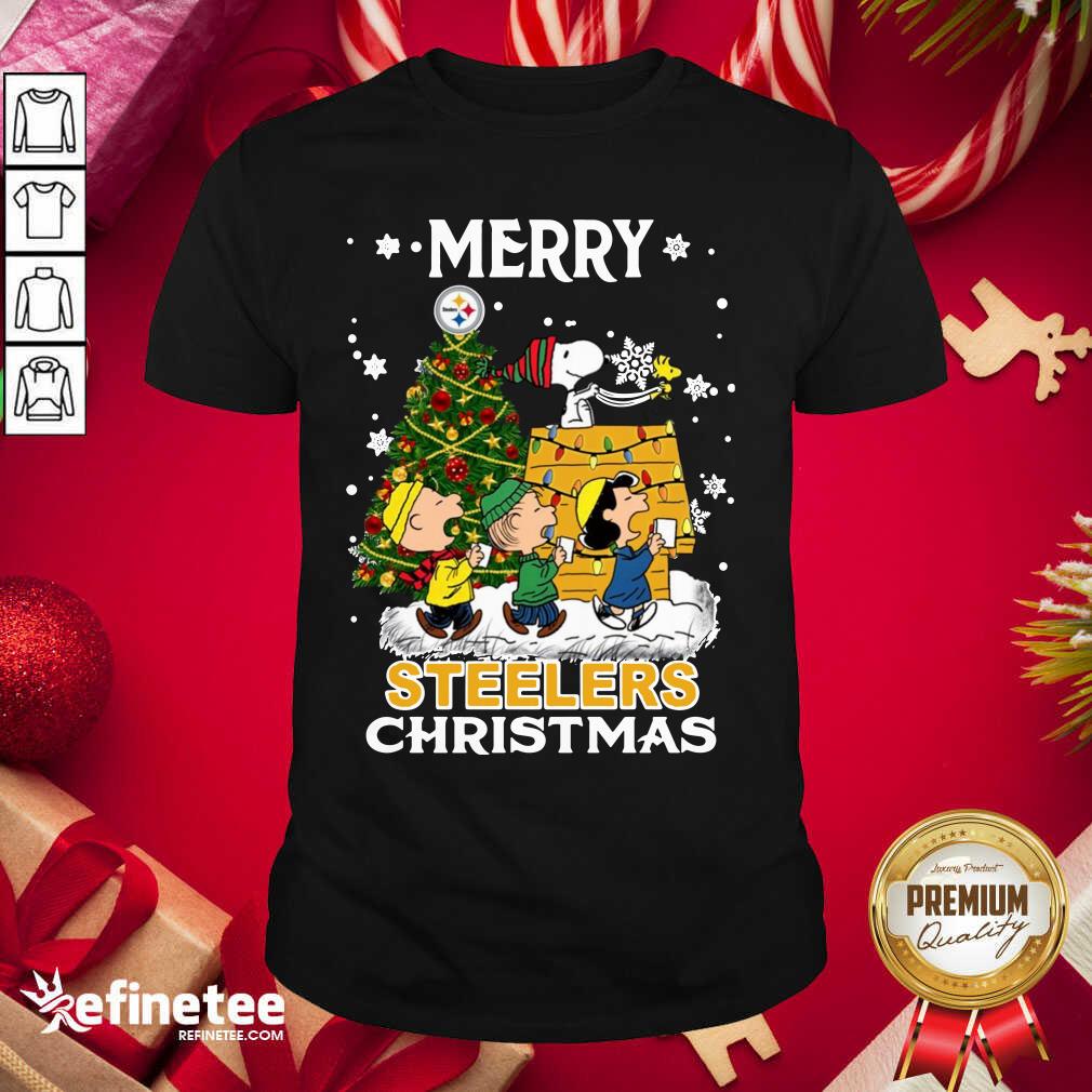 Nice The Peanuts Snoopy And Friend Merry Steelers Ugly Christmas Shirt