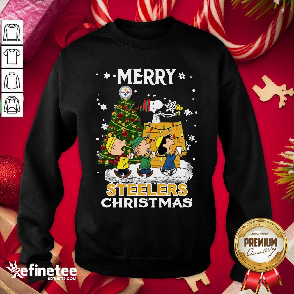 Nice The Peanuts Snoopy And Friend Merry Steelers Ugly Christmas Shirt