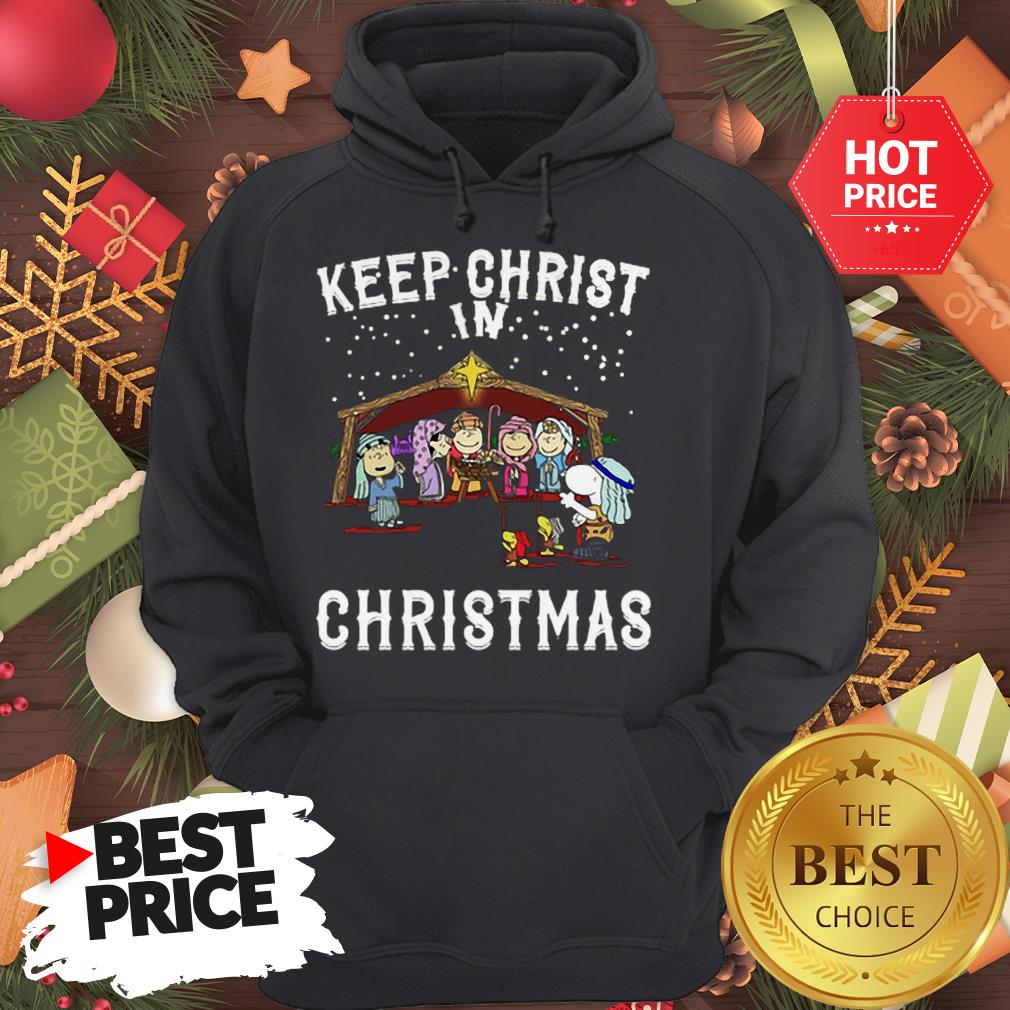 Official Peanuts Characters Keep Christ In Christmas Snoopy Charlie Brown Shirt