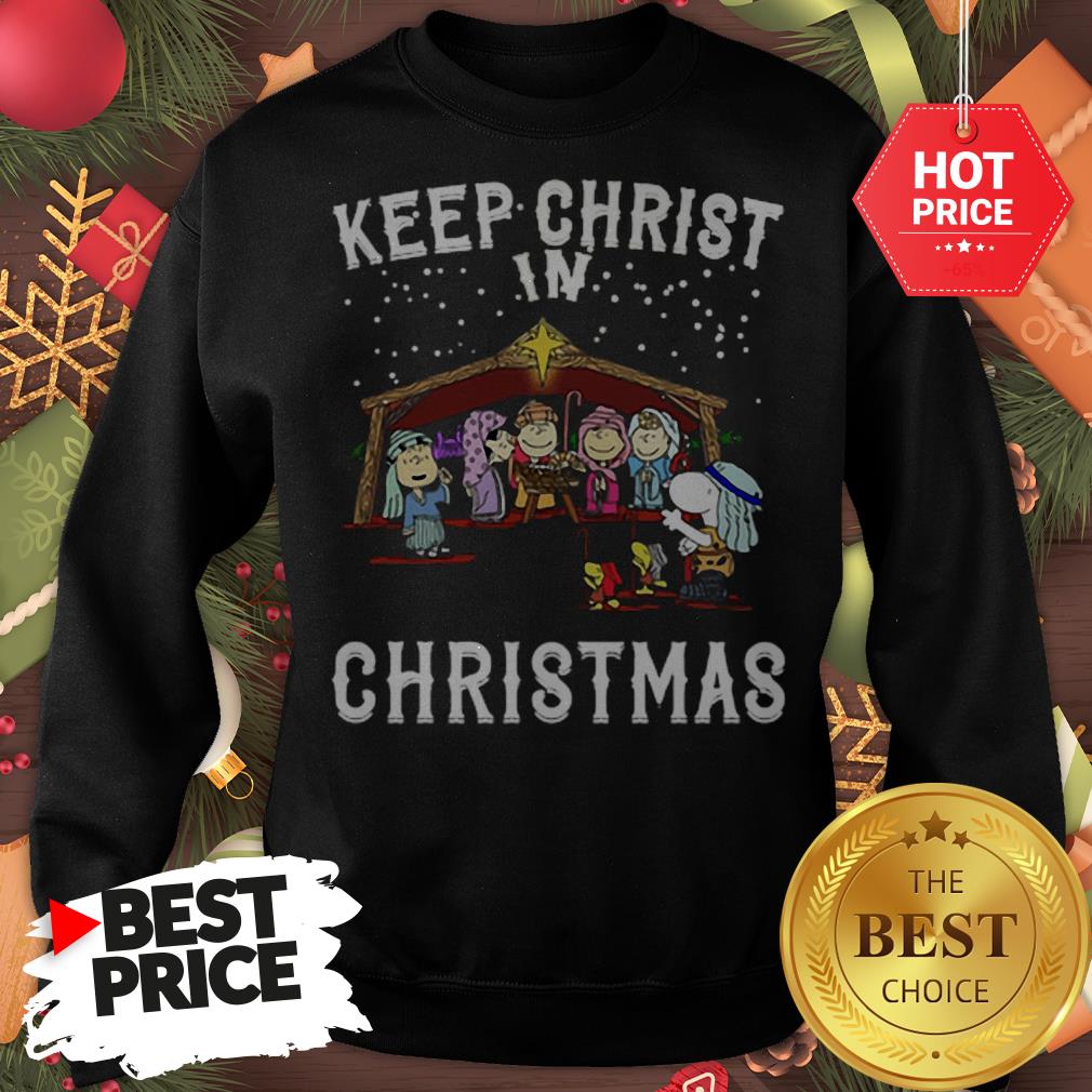 Official Peanuts Characters Keep Christ In Christmas Snoopy Charlie Brown Shirt