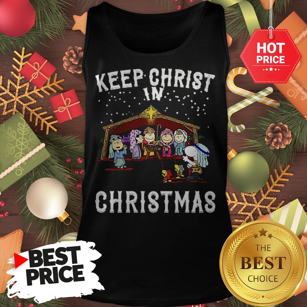 Official Peanuts Characters Keep Christ In Christmas Snoopy Charlie Brown Shirt