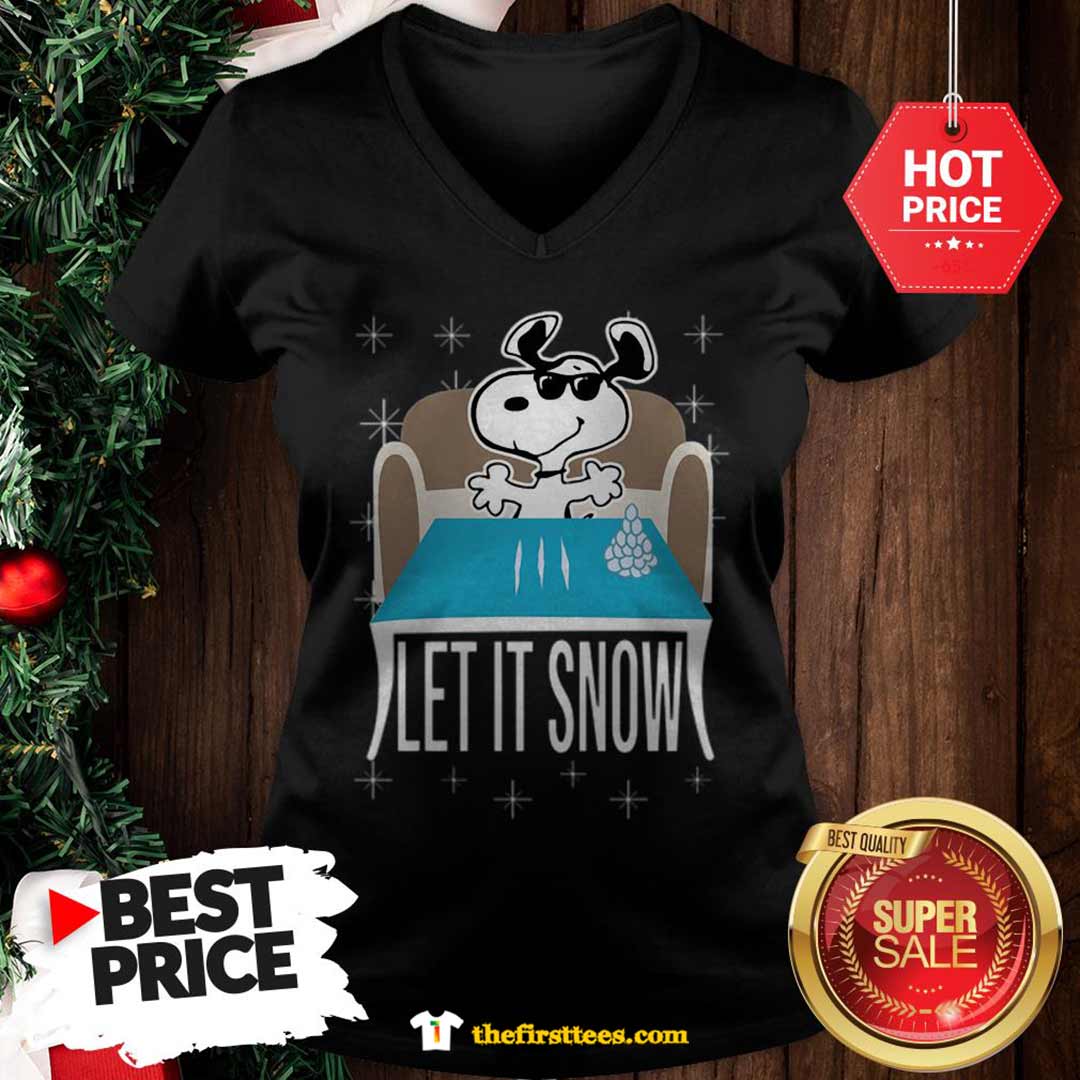 Official Top Snoopy Dog Walmart Cocaine Santa Let It Snow Christmas Shirt