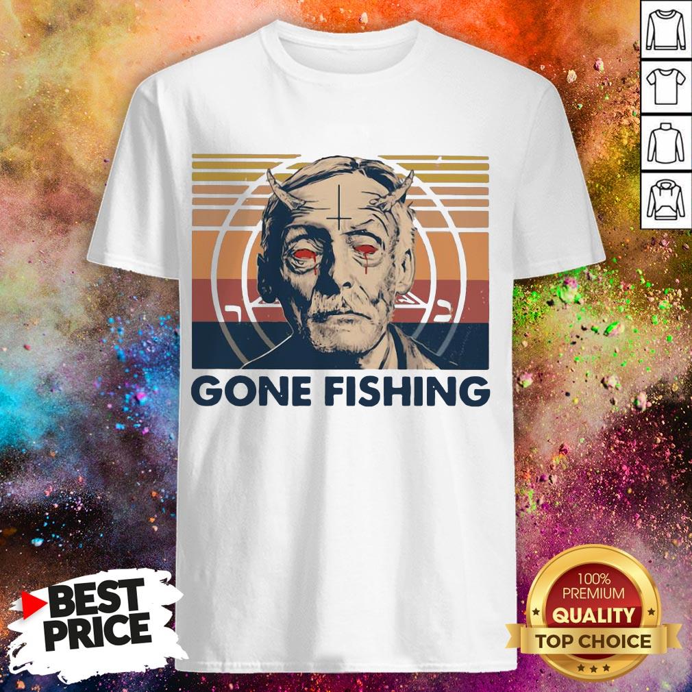Official True Crime Gone Fishing Vintage Retro Shirt