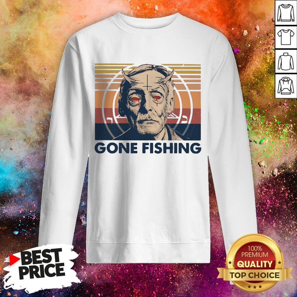 Official True Crime Gone Fishing Vintage Retro Shirt
