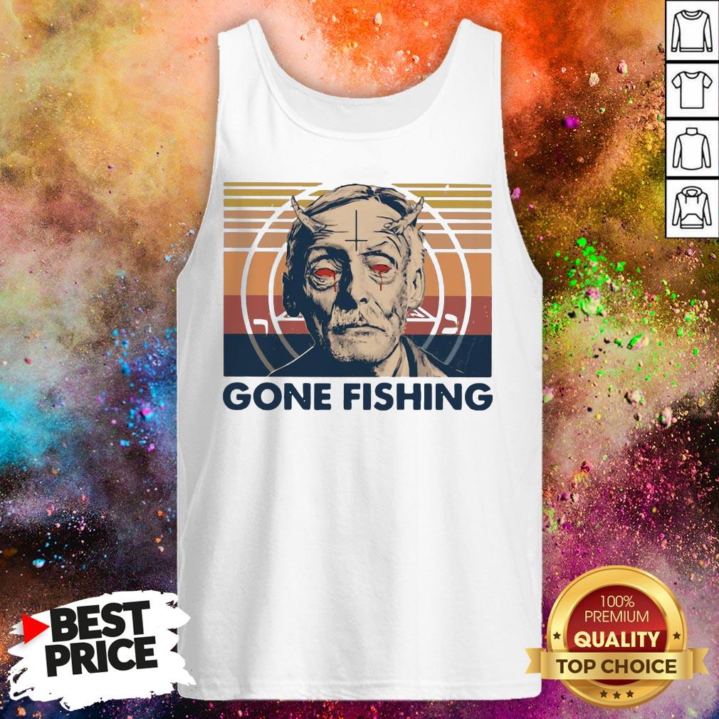 Official True Crime Gone Fishing Vintage Retro Shirt