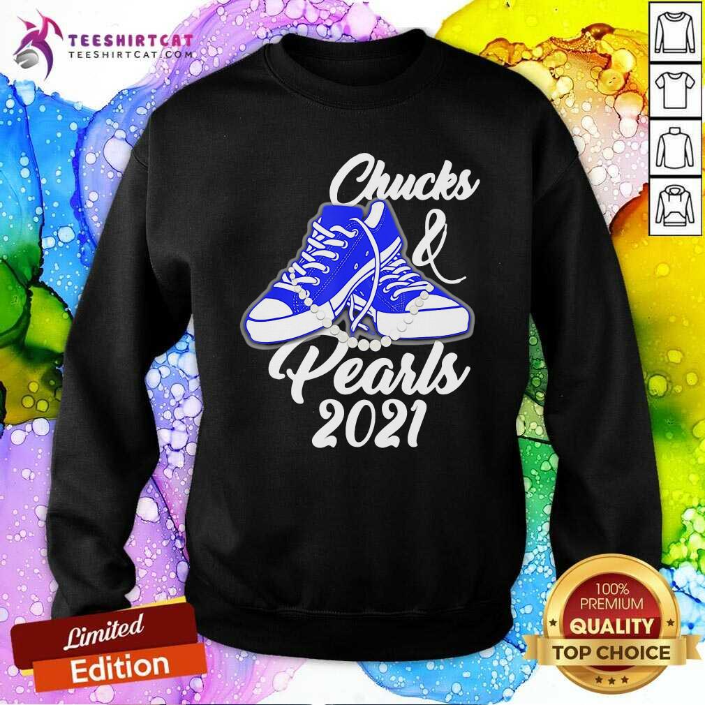 Perfect Kamala Harris Vice President Chucks And Pearls Blue Converse 2021 Shirt