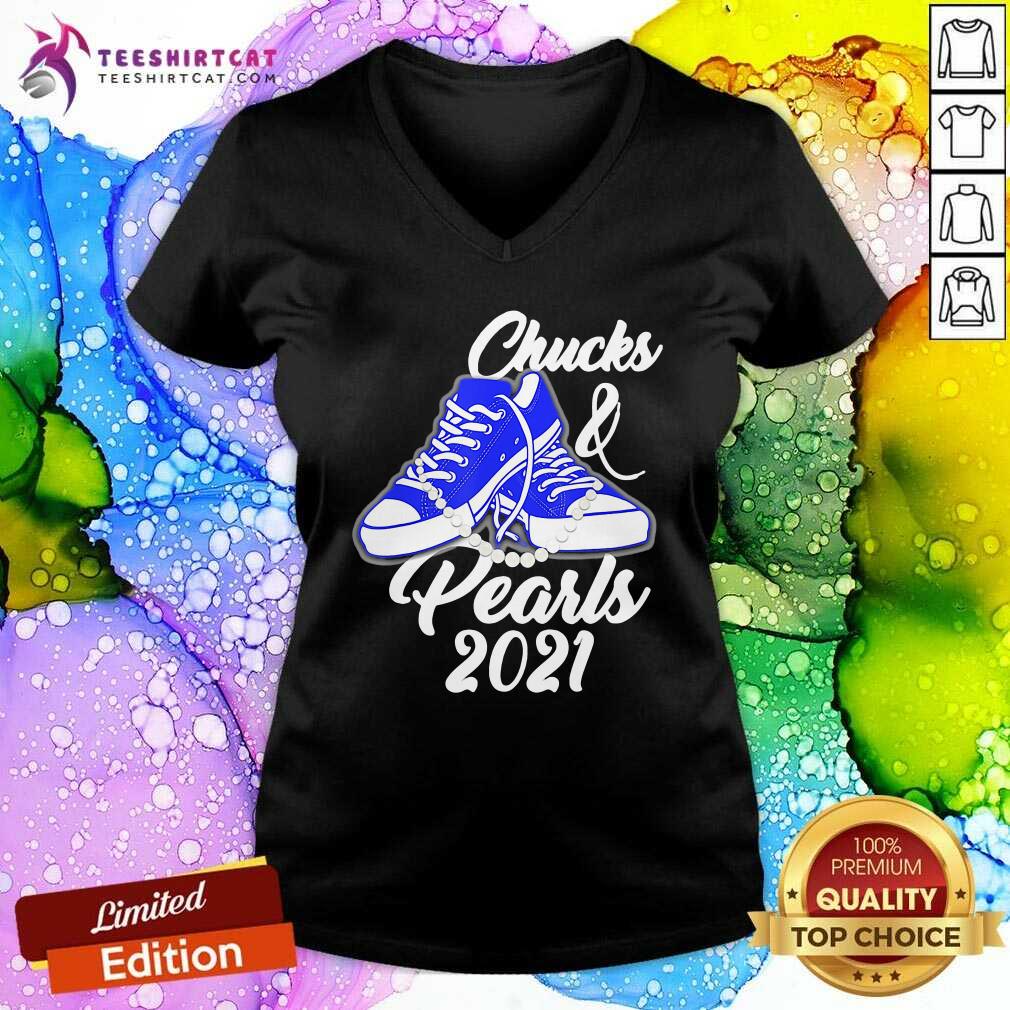 Perfect Kamala Harris Vice President Chucks And Pearls Blue Converse 2021 Shirt
