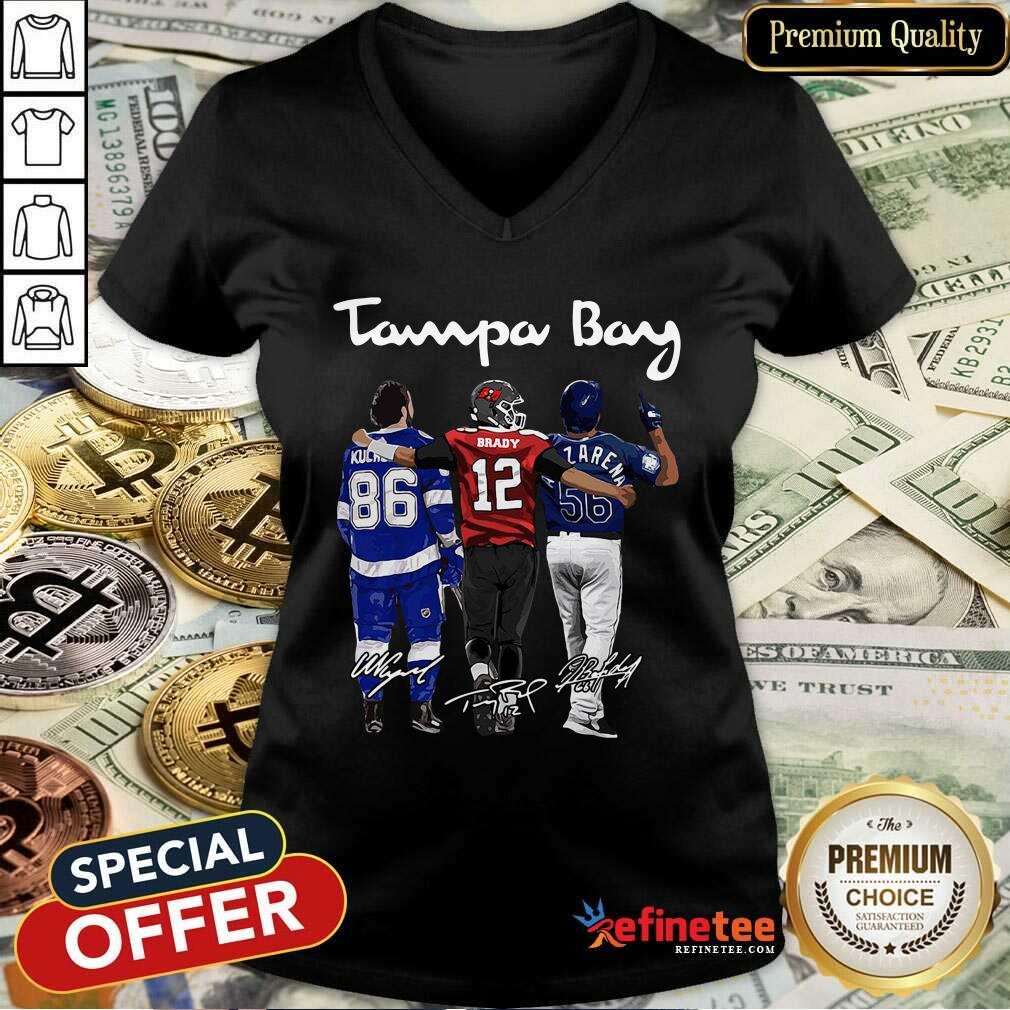 Perfect Tampa Bay Nikita Kucherov Tom Brady Randy Arozarena Signatures Shirt